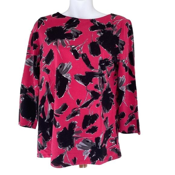 IMNYC Isaac Mizrahi pink black pullover top medium.  0212 - Picture 6 of 10